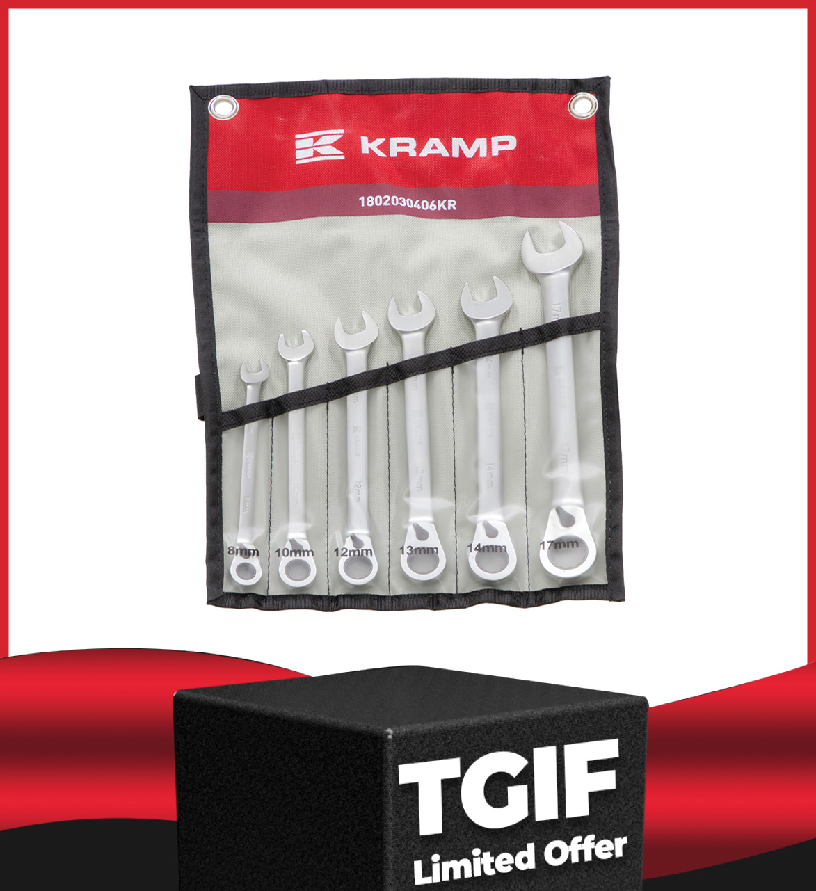 KRAMP Ratchet Combination Wrench Set 6pcs